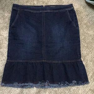 Jean Denim peplum mini midi skirt frayed 12